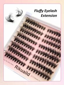 Rikuaild 160片簇状假睫毛，D卷度，50D蓬松猫眼睫毛，仿貂毛分段式延长，自然妆效，化妆工具 - D - 查看 2