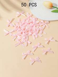 30/50/100pcs Plain Color Bowknots, Lingerie & Sock Decoration, Ribbon Bowknots, Silk Bowknots, Gift Accessories, Decoration For Gift Box, Packaging, Craft Supplies, Ribbon Bows