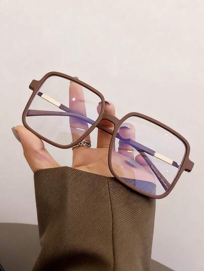 1 Pair Lightweight Plastic Multi-Color Geometric Full Frame Decorative Glasses, Suitable For Daily Life, Street Photography, Music Festivals, Weekend Outfits, Dates, Fashion Accessory, Fits All Face Shapes