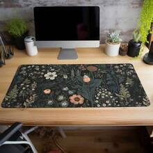 Boho Flowers Large Mouse Pads Black Office Desk Mat With Non-Slip Rubber Base,Stitched Edge Mousepad For Work, Game, Home Gifts For Teen/Boyfriend/Girlfriend Back To School - 80*40cm - Xem 2