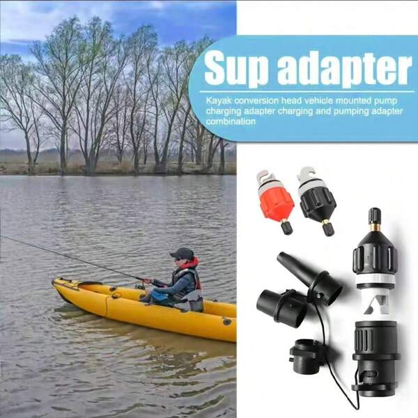 Air Valve Adaptor Dustproof Wear-Resistant Rowing Boat Air Valve Adaptor Nylon Kayak Inflatable Pump Adapter For Board Boat Nflatable Pump Adapter Paddle Boat Kayak Air Valve Pump Connector Combo Kit Black / Orange