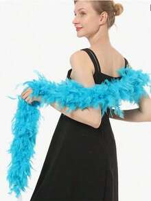 1pc Artificial Feather Boa Great For Women Costume Accessory Party Dancing Dress Up Holiday Christmas Tree Decors Crafting DIY,Christmas Feather Scarf. - A - View 21
