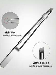 1支装专业不锈钢眉镊，脱毛钳，内生毛镊，斜口眉镊，胡须脱毛夹，睫毛辅助工具，价格实惠，圣诞礼物，化妆品，化妆工具，便宜好物，礼品，女士礼品，圣诞礼物 - 銀色 - 查看 1
