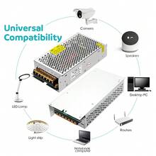 12V 20A 240W Power Transformer Switch Alternating Current 110V/ 220V To Direct Current 12V 20amp Switching Power Adapter Converter, Used For Driving LED Light Strips, CCTV Surveillance Camera Security Systems - Silver - View 7