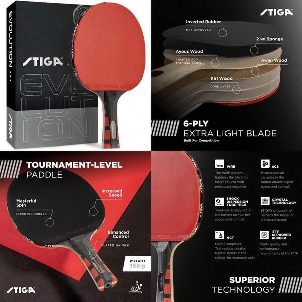 YEvolution Performance Ping Pong Paddle 6ply Light Blade 2mm TournamentApproved Premium Sponge Flared Handle For NextGen Grip And Control Performance Table Tennis Rackety