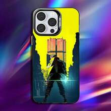 Custodia per telefono del gioco Cyberpunk E-Edgerunners, compatibile con 16, 15, 14, 13, 12, 11, Pro, Max, Plus, Mini, XS, SE, antiurto, nera opaca, con paraurti rigido