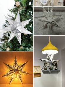 1 chụp đèn hình ngôi sao Giáng sinh 45cm, chụp đèn thiết kế rỗng hình ngôi sao bảy cánh, trang trí cây thông Noel, trang trí treo Giáng sinh, trang trí nhà Giáng sinh, trang trí phòng Giáng sinh - Nhiều màu - Xem 4