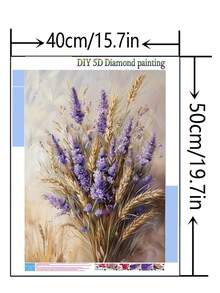 1 pièce Peinture de diamant DIY - Floral, Lavande, Décoration d'intérieur, Plein forage, 30*40cm/40x50cm