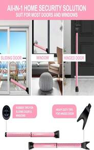 AceMining Upgraded Door Security Bar &Amp; Sliding Patio Bar, Heavy Duty Stoppers Adjustable Jammer For Home, Apartment, Travel (2 Pack,White)