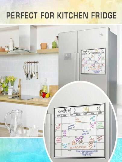 Erasable Magnetic Refrigerator Calendar, Magnetic Whiteboard Calendar, Monthly Family Planner Memo Menu Magnetic Calendar, Refrigerator Calendar, Magnetic Erasable Calendar, Kitchen Decor, Refrigerator Monthly Planner, Refrigerator Accessories, For Chores List And Menu Planning (Multiple Sizes)