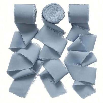 3 Rolls One Pack, 15yard Haze Blue Chiffon Roll Ribbon Gift Binding Ribbon Gift Wrappping Ribbon, Wedding Decor Supplies, Party Decor Supplies,Suitable For Rustic Wedding Invitations, Bows, Garlands, DIY Crafts, Christmas Decorations, DIY Home Decor, Wedding Parties And Gift Wrapping Valentines