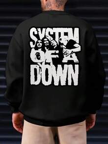 Product Name SYSTEM OF A Character Print, Men's Casual Hoodie Set, Round Neck Sweatshirt, Autumn And Winter Warm Hoodie,Fall Hoodies,Men's Fall Clothes,Street Wear,Halloween,Mens Hoodies,Y2k Clothes,Jesus Hoodie,Thanksgiving Day,Nightmare Before Christmas,Christmas - Black - View 1