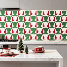 20 piezas Pegatinas de pared de colores navideños, autoadhesivas de PVC de 20 x 20 cm, adecuadas para paredes de cocina y sala de estar, esquema de colores navideños con elementos de árbol de Navidad, adecuadas para decoración de habitaciones, decoración de pared, decoración del hogar, decoraciones navideñas