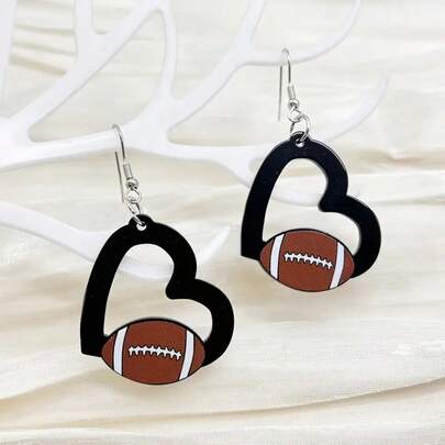 1 Pair Football/Soccer Fan Heart Shaped Acrylic Earrings For Women