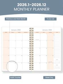 Trees Planificator lunar spiralat A5 2026.1-2026.12 – Calendar 2026 pentru tot anul, cu notițe, liste de activități și pagini cu prezentare generală lunară – Excelent pentru birou, școală și casă, accesorii pentru birou, cadouri de Halloween