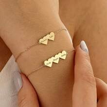 1件定制心形名字手链，可刻1-3个名字，复古简约设计，适合日常佩戴或作为情人节、圣诞节礼物，优雅时尚，也是生日、万圣节、圣诞节的理想礼物之选。 - 彩色 - 查看 5