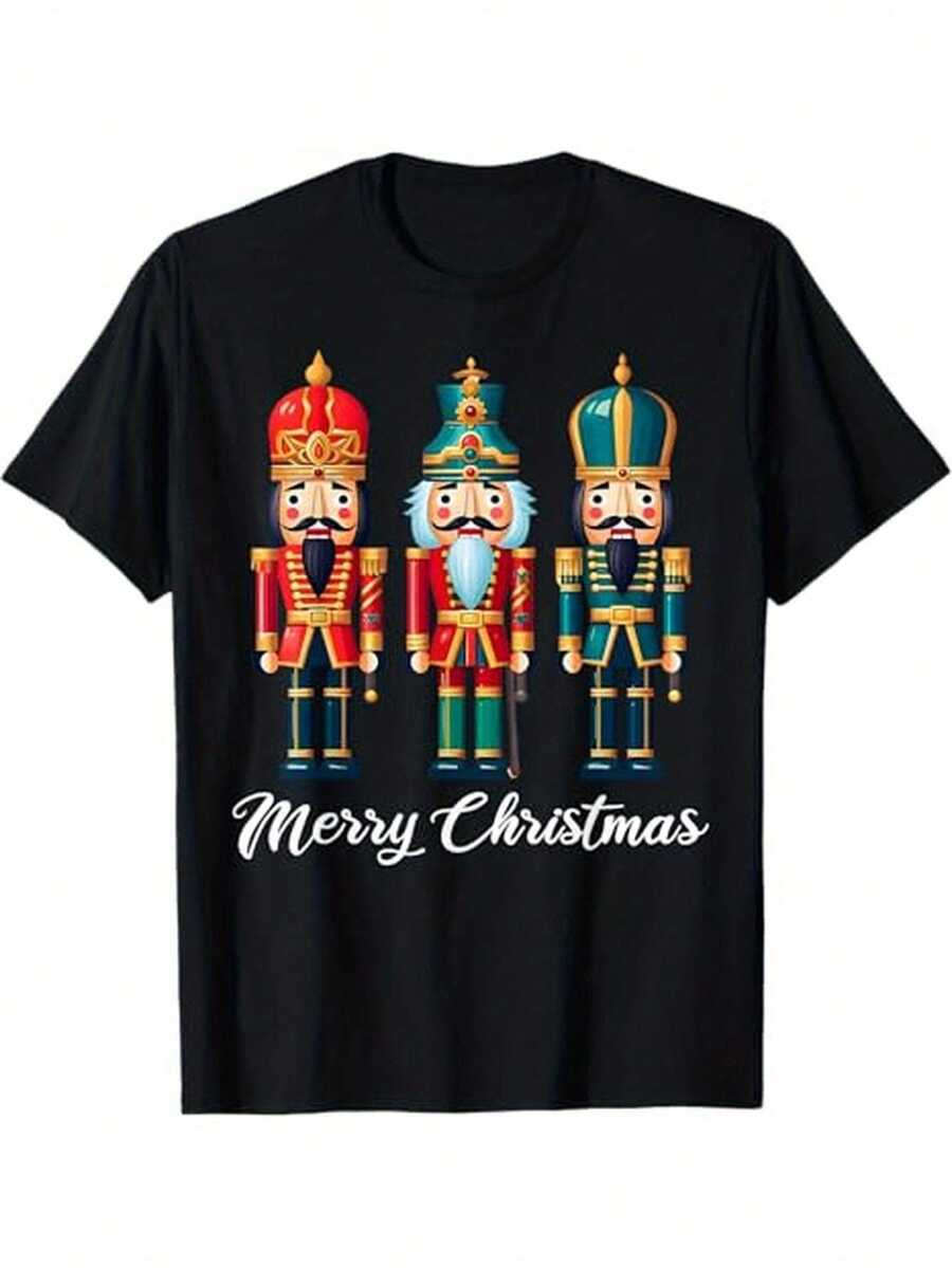 Merry Christmas Nutcracker Ballet Festival Men's And Women's T-Shirts, 100% Cotton - 黑色 - 查看 1