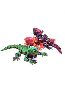 1 件 3D 打印爬行宠物鬣蜥动物模型，可爱迷人的蜥蜴，可移动的一体式关节，创意模型装饰，非常适合家居装饰、办公室和办公桌装饰、工艺品装饰和礼物，适合圣诞节、新年礼物等用途。