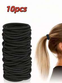 10Pcs/40Pcs/80Pcs/100Pcs High Elasticity Thick Black Hair Ties, Hair Accessories For Hairstyles, Hair Rope Scrunchies, Ponytail Holders - Hair Styling Tools, Rubber Bands, Multi-Functional Hair Accessories For Thick And Curly Hair For Women Or Men, Won't Damage Hair, Reusable, Suitable For Daily Life, Outdoor, Shower, Elastic Band, Casual Party, Work Commute, Sports, Campus, Dating, Vacation, Great Gift For Moms, Friends, Couples, Classmates ,Hair Elastics ,Hair Rubber Bands