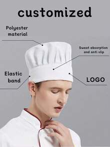 Customized Chef Hat, Adult Adjustable Elastic Baker Kitchen Cooking Chef Cap, Dust-Proof Hat, Work Hat For Bakery, Cafe, Dessert Shop, Restaurant, Kitchen, Anti-Hair Loss, Washable And Reusable