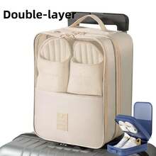 Bolsa de zapatos de viaje portátil de alta calidad, bolsas para ropa interior, organizador de doble/un capa, almacenamiento, accesorios multifunción - Azul marino - Ver 10