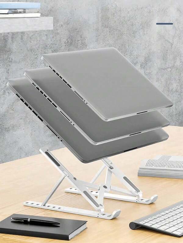 Suporte ajustável e portátil para laptop - Suporte dobrável e universal para laptop e tablet, design de resfriamento com ajuste de ângulo ergonômico para todos os computadores, construção de plástico durável, compacto e leve, suporte de resfriamento, suporte para laptop, dobrável para mesa, celular, aumento de altura do tablet, para uso doméstico ou no escritório, suporte de base resistente