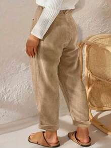 Solid Color Casual Pocket Button Zipper Homewear Spring - Brown - View 2