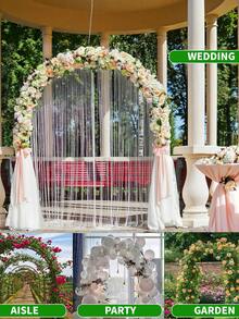 1pc 99''55'' Metal Garden Pavilion Arch - 2 Sizes, For Climbing Plants, Roses, Vegetables, Weddings And Wide Arbor (Without Base/With Base), Assemble Freely Heavy-Duty Steel Support For Outdoor & Indoor Use - màu đen - Xem 7
