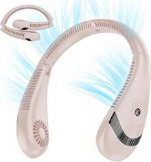 DQST Ventilador de Cuello, Ventilador de Cuello Portátil, 3 Velocidades de Viento, Recargable, Pantalla de Potencia, 5000 mAh, Batería de Larga Duración, Se Puede Utilizar en Interiores y Exteriores. - rosa - Ver 10