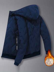 Men's Jacket, Thermal Lined Thick Hooded Coat, Casual Everyday, Vacation, Outdoor, Hiking, Running, Fitness Sports Wear,Fleece - Navy Blue - View 4