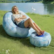 1PC Inflatable Chair For Adults,Portable Inflatables Chairs With Ottoman, Flocked Surface Inflatables Couch, Waterproof Blow Up Chair - Multicolor - View 4