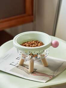 1pc High-Quality Dual Layer Dopamine Pet Elevated Bowl, Anti-Spill Food & Water Bowl For Cats And Dogs - Multicolor - View 7