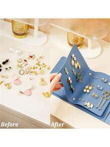 1 buc. Geantă mică de bijuterii multifuncțională ultra portabilă, geantă de depozitare pentru cercei și colier, depozitare portabilă pentru accesorii mici, cu închidere sigură pentru cadouri de damă