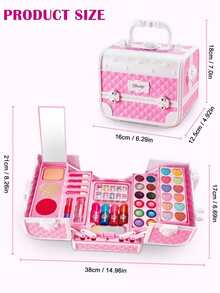 一套儿童过家家化妆套装，女孩化妆盘，公主手提包，化妆品套装，口红，眼影，儿童生日礼物 - 彩色 - 查看 7
