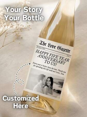 5 st 4 storlekar anpassade vinetiketter vattentäta etiketter anpassade tidningsfotovinetikett svartvit brudtärna brudtärna frieri vinetikett bröllopspresent svartvitt foto med versaler jubileumspresent förlovningspresent present till honom/henne examensdekorationer 2025 examenspresent etiketter/klistermärken mors dag-present fars dag-present tequila whisky champagneetiketter