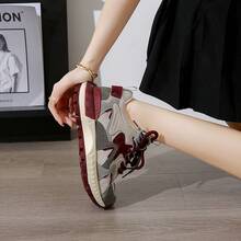 2025 New Spring And Autumn Women's Shoes, Versatile Color-Block Sports Dad Shoes - Burgundy - View 5