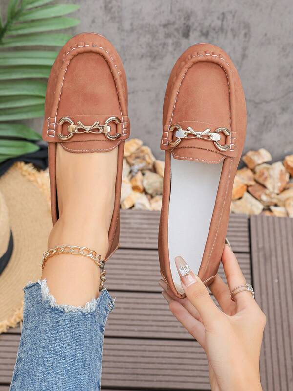 Damen Schlupfschuhe mit Schleife für Herbst/Winter, neue bequeme flache Freizeitschuhe in Rot, Braun, Marineblau für Frühling/Sommer, Mokassins mit runder Zehenpartie, handgenähtes Leder