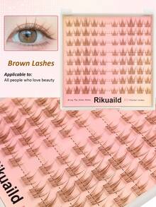 Rikuaild 80pcs Brown Cartoon False Eyelashes, Natural & Soft, Large Capacity, Brown Cluster False Eyelashes, Pointed Cartoon Eyelashes, Anime Makeup False Lashes - C - Xem 3