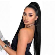 Ponytail Extension 24 Inch Long Straight Claw Clip Drawstring Ponytail For Women Fake Pony Tails Natural Soft Clip In Hair Extension Pony Tail (Black Brown) - Multicolor - View 5