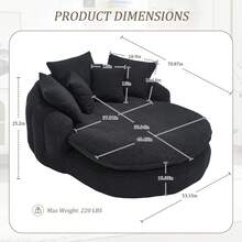 Oversized Upholstered Sofa Bed, Oval Chaise Lounge Chair Indoor, Fluffy Plush Chaise Lounge, Modern Chenille Cloud Couch With Deep Seat, Comfy Bean Bag Chiar For Living Room Apartment, No Assembly Required