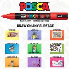 Marcador acrílico de combinación blanco y negro UNI para carteles POP, grafitis/anuncios, suministros de arte PC-1M, 3M, 5M