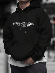 Dark Style, Men's Hoodie With Unique And Mysterious Visual Element Pattern Print - 黑色 - 查看 2
