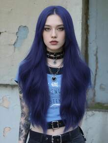 clouder Blue Extra Long Curly Wig 30 Inch Cosplay Wig Halloween Christmas Wig Elegant Soft Matte Hair Loose Curls Casual Going Out Street Punk Wig Rock Wig Fluffy Natural Cool Girl Synthetic Heat Resistant Fiber Wig Suitable For Women Daily Party Wig Music Festival Wig Avant-Garde College Style Wig Modern Fashion Gothic Wig - 藍色 - 查看 4