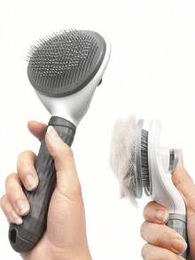 1pc Dog Brush, Cat Brush, Flea Comb, Automatic Cleaning Brush, Pet Grooming Brush, Pet Massage Brush, Shedding Grooming Brush, Mat Breaker Tool, Dematting Comb, Automatic Hair Removal Brush, Pet Cleaning Tool, Hair Collection Label, Dog Brush, Cat Brush, Pet Hair Collector Comb, Animal Accessories, Pet Supplies - 彩色 - 查看 13