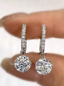 1 Pair Elegant Cubic Zirconia Hoop Earrings For Women,Lightweight Drop Earrings Fashion Pretty Drop Earrings,Mini Hoop Earrings,Suitable For Daily, Party, Vacation, Wedding,Formal Gifts Wear Jewelry Accessories