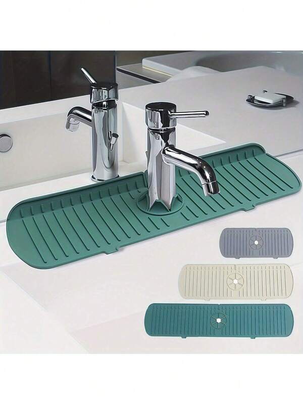 قطعة واحدة من حصيرة سيليكون لحماية المغسلة من الرذاذ، وسادة ماصة للحنفية، حصيرة مقاومة للماء للمغسلة في المطبخ والحمام، حامي للحنفية مانع للانزلاق، حصيرة سيليكون قابلة للطي لالتقاط رذاذ الحنفية، حصيرة قابلة لإعادة الاستخدام لغسل الأطباق، موزع الصابون، صينية تجفيف الأكواب، ملحقات مطبخ متعددة الوظائف، منظم مغسلة الحمام، حامي سطح المنزل، حصيرة سهلة التنظيف مانعة للرذاذ، جهاز ديكور منزلي حديث بسيط