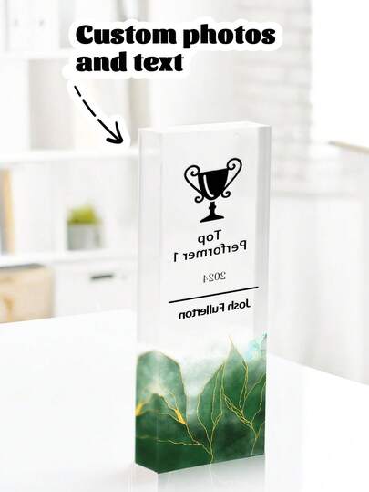 Customized Corporate Trophy - Employee Recognition Award - Business Achievement Medal - Crystal Acrylic Trophy Cup - Company Anniversary Gift