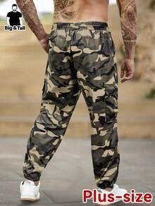 Quần cargo rằn ri cỡ lớn dành cho nam, có túi bên hông, được làm từ chất liệu nhẹ và thoáng khí, phù hợp cho các hoạt động ngoài trời. - Màu Khaki - Xem 3