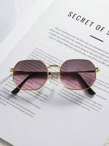 1 Pair Men's Metal Frame Geometric Edged Personalized Sunglasses, Suitable For Outdoor, Travel, Commute, Sun Protection