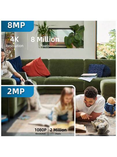 NEW 8MP 4K HD PTZ Wifi Camera Zwart Kam Pro Surveillance Cam 4X Digital Zoom Night Vision Human Detection Home Security Protection view 8